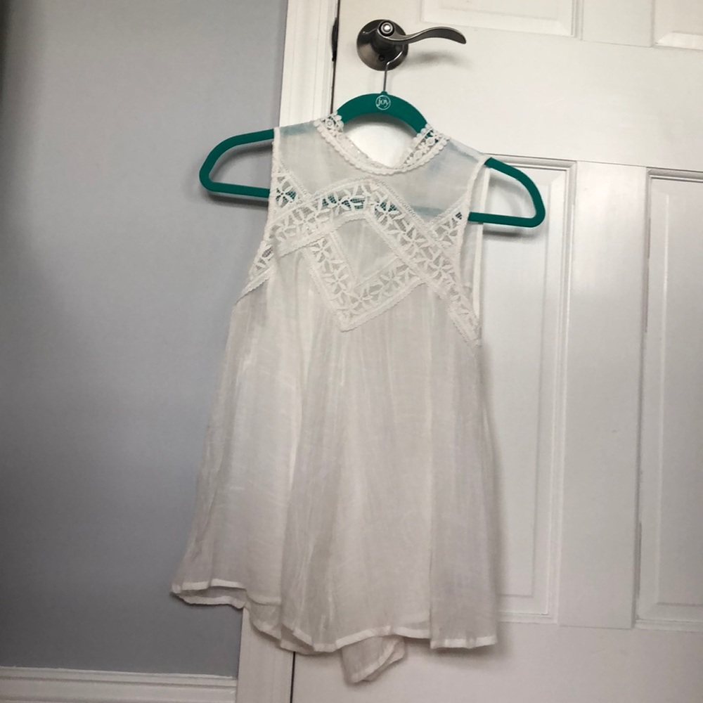 White lace sheer shirt